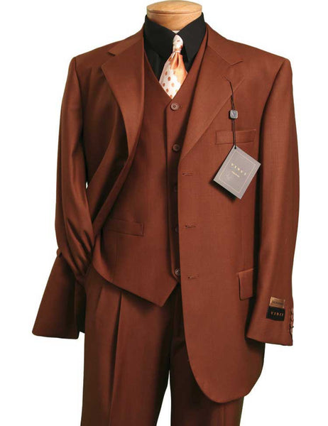 Vinci Regular Fit Vested 3 buttons Solid Color Suits for Men