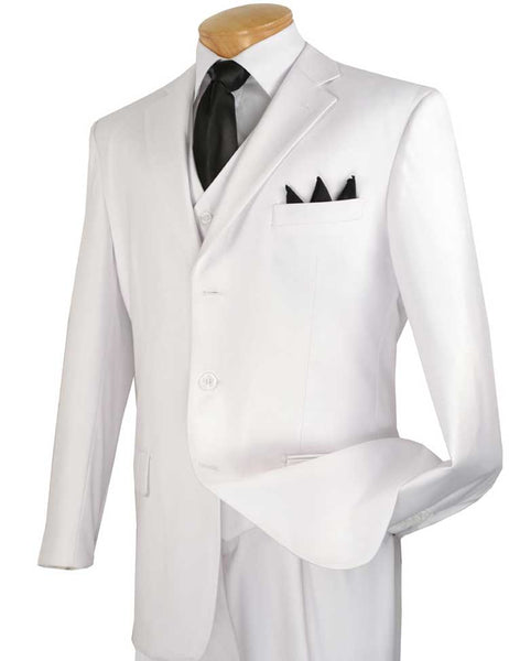 Vinci Regular Fit Vested 3 buttons Solid Color Suits for Men