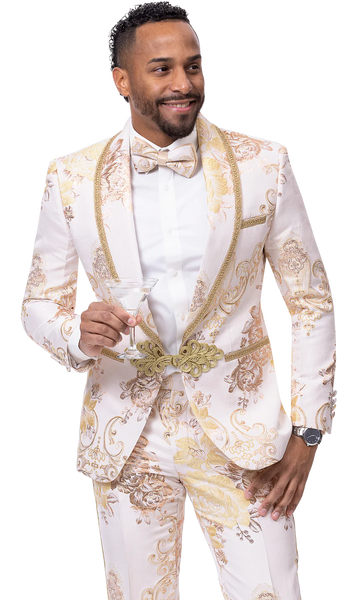 Veetee White & Gold Men's Suit