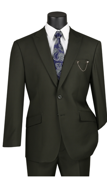 Vinci Modern Fit Suit with Peak Lapel Textured Solid Suit