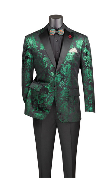 Vinci Modern Fit Emboss Fabric Velvet Sport Coat Single Breasted 2 Buttons