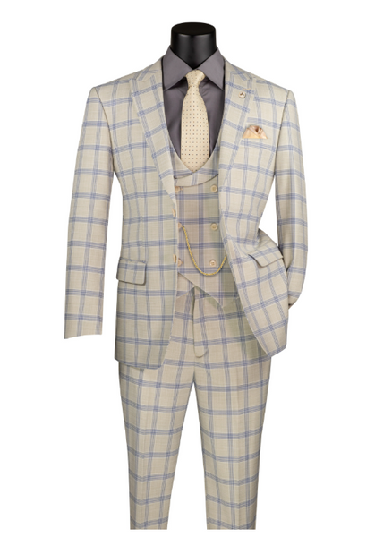 Vinci Modern Fit 2pcs Suit with Stretch Lining Adjustable Waistband Suit Style