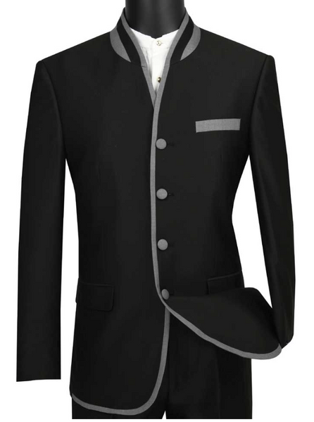 Vinci Slim Fit Banded Collar Suits Collection