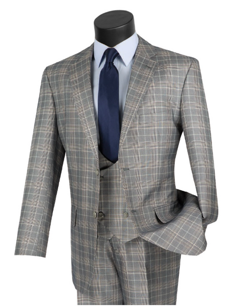 Vinci Classic Single Breasted 3 Pieces Suits V2RW-7