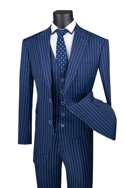 Vinci Single Breasted 2 Buttons 3pcs Vested Suit with Peak Lapel