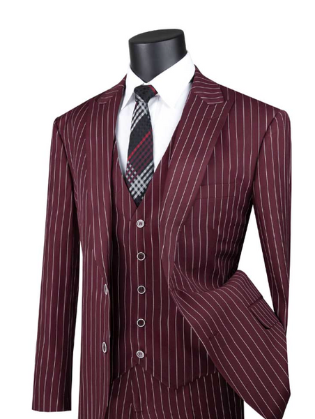 Vinci Single Breasted 2 Buttons 3pcs Vested Suit with Peak Lapel