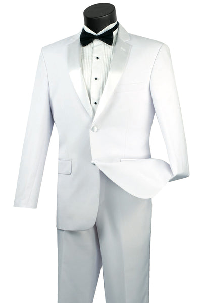 Vinci Tuxedo Collection 2 Buttons Regular Fit Flat Front Sateen Trimmed Pants
