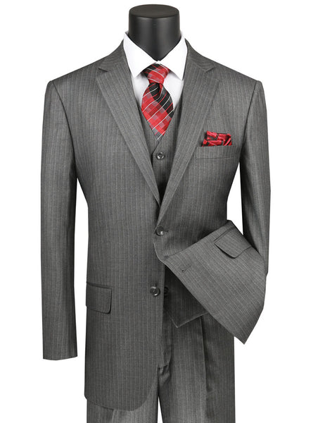 Vinci Classic Wool Feel 3 Pieces Suits size up to 62 Pin Stripe