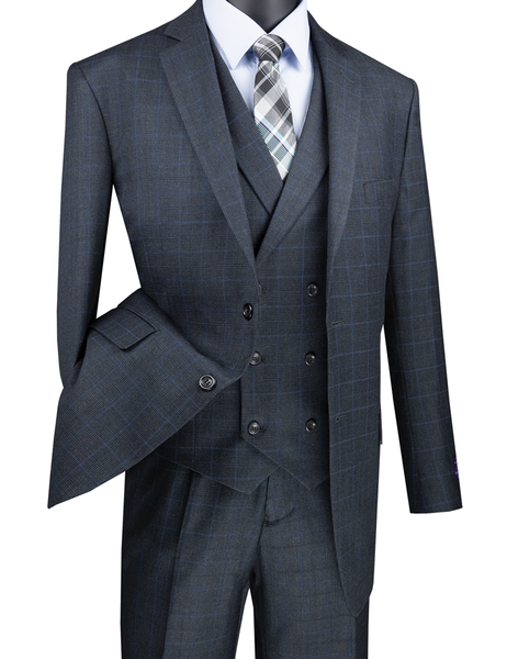 Vinci Classic Fit 3 Pieces Vested Solid Color Suits