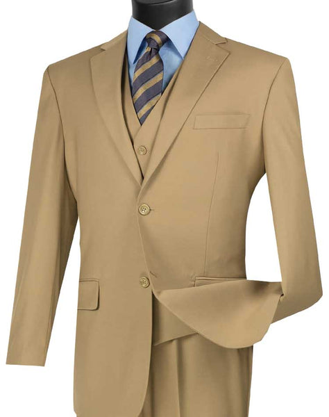 Vinci Classic Fit 3 Pieces Vested Solid Color Suits