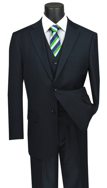Vinci Classic Wool Feel 3 Pieces Suits size up to 62 Pin Stripe