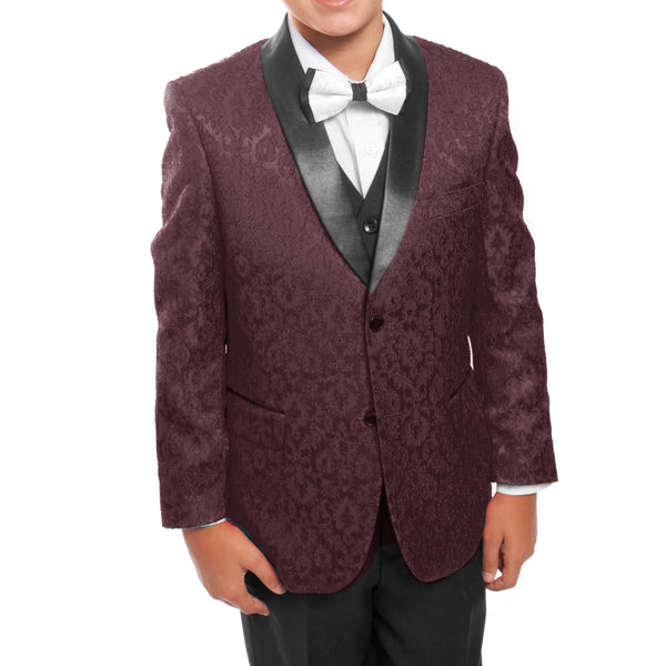 Tazio Burgundy / Black Formal Suits For Boys