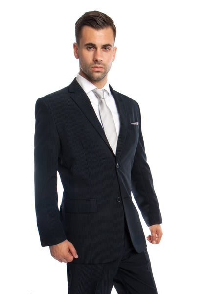 Navy Solid 2-PC Regular Modern Fit Suits For Men