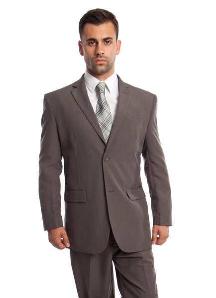 Grey / Lt. Grey Solid 2-PC Regular Modern Fit Suits For Men