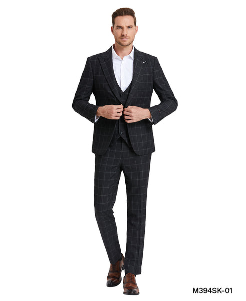 Dark Grey WIndow Plaid Mens-suit