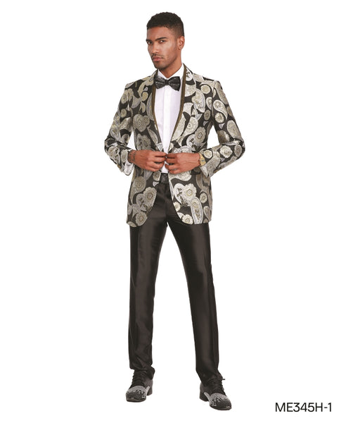 Black Silver Empire Show Blazers Formal Dinner Suit Jackets For Men ME345H-01