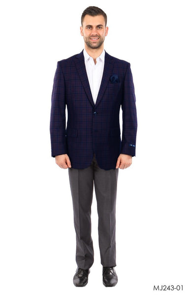 Purple / Blue Windowpane Tazio Sports Coat Dinner Jackets