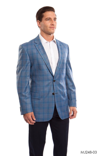 Tan / Blue Windowpane Tazio Sports Coat Dinner Jackets