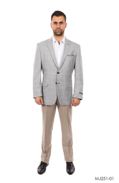 Grey / Charcoal Windowpane Tazio Sports Coat Dinner Jackets