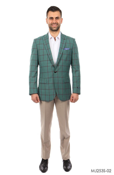 Mint / Burgundy Windowpane Tazio Sports Coat Dinner Jackets