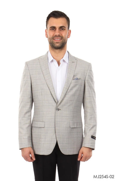 Tan / Grey Windowpane Tazio Sports Coat Dinner Jackets