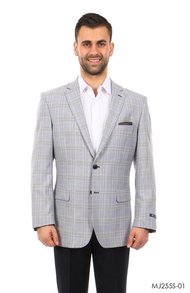 Grey / Cream / Purple Windowpane Tazio Sports Coat Dinner Jackets