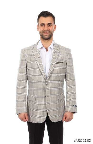 Tan / Cream / Purple Windowpane Tazio Sports Coat Dinner Jackets