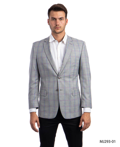 Blue/ Grey/Pink Windowpane Tazio Sports Coat Dinner Jackets