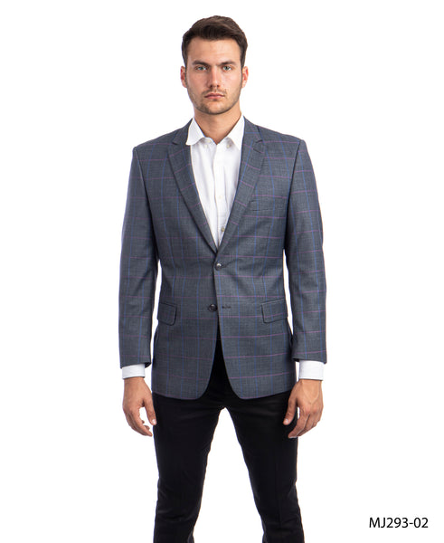 Charcoal / Blue / Pink Windowpane Tazio Sports Coat Dinner Jackets