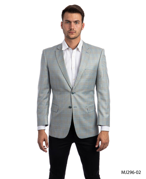 Blue / Brown Windowpane Tazio Sports Coat Dinner Jackets