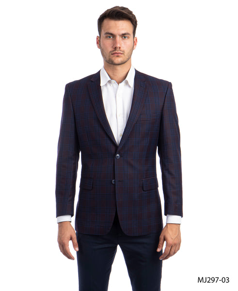 Purple / Blue Windowpane Tazio Sports Coat Dinner Jackets