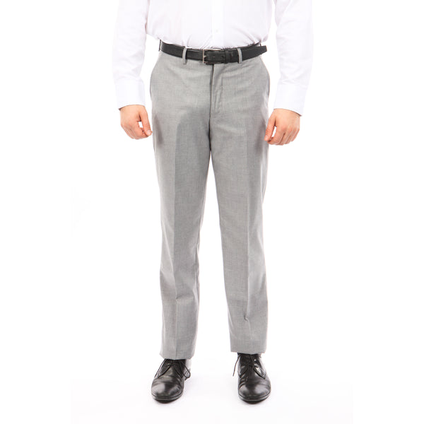 Demantie Grey Performance Stretch Wool Dress Pants For Men