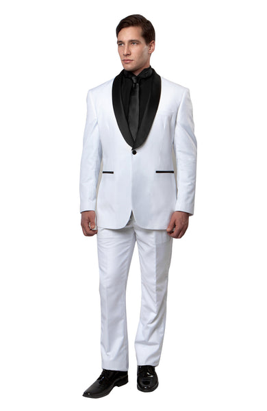 Satin Peak Lapel Tuxedo Solid Slim Fit Prom Tuxedos For Men