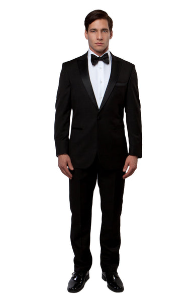 Peak Lapel Tuxedo Solid Slim Fit Prom Tuxedos For Men