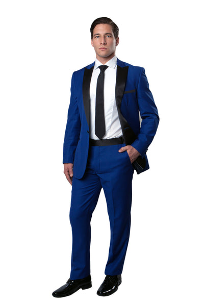 Peak Lapel Tuxedo Solid Slim Fit Prom Tuxedos For Men