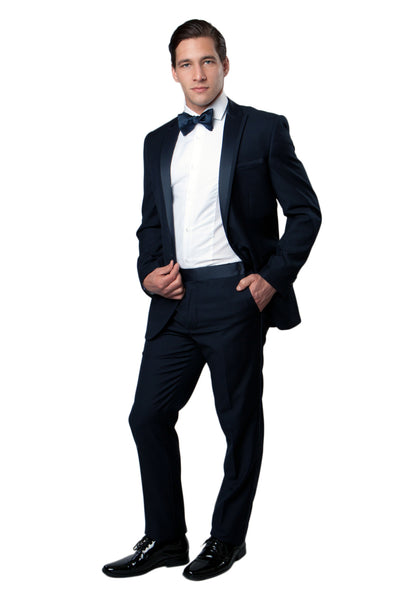 Satin Peak Lapel With Trim Tuxedo Solid Slim Fit Prom Tuxedos For Men