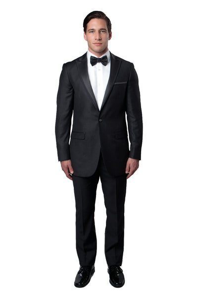 Satin Peak Lapel With Trim Tuxedo Solid Slim Fit Prom Tuxedos For Men